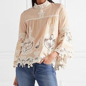 ANNA SUI Cupid And Fairy Crocheted Lace Blouse S